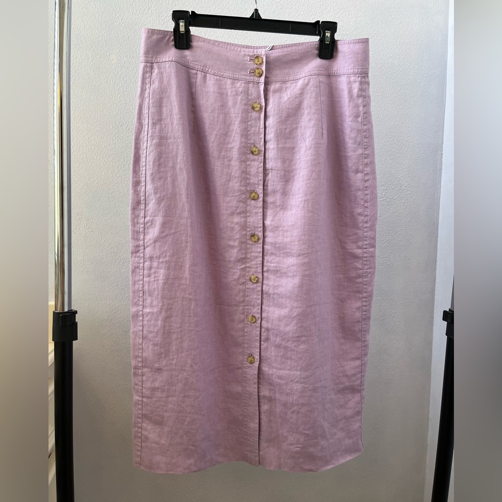 Everlane Light Purple Midi Linen Skirt